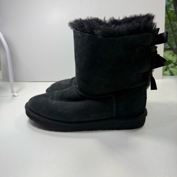 UGG Bailey Black Bow Slip On Boots - Picture 4 of 12